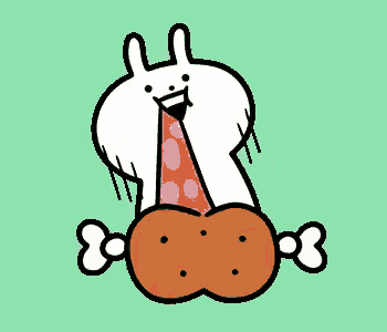 a cartoon of a rabbit eating a chicken wing