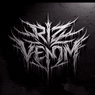 the word venom is written in white on a colorful background