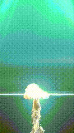 a nuclear explosion in the ocean with a mushroom cloud coming out of the water