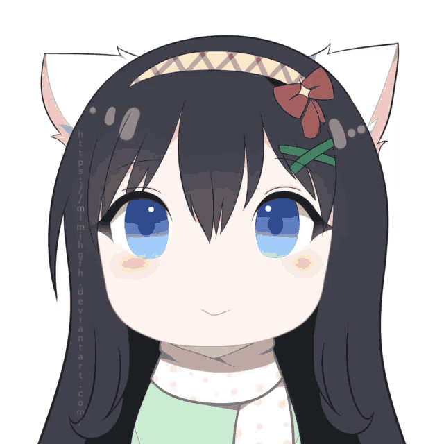 a drawing of a girl with a cat ear and a star in her eye