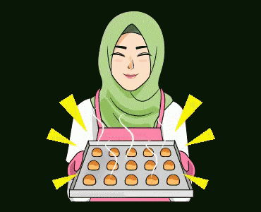 a woman in a hijab holds a tray of cookies