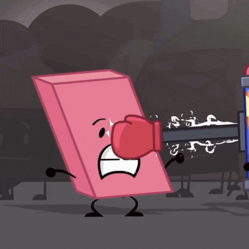 a cartoon character with a red boxing glove is being punched