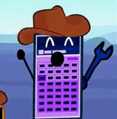 a cartoon calculator wearing a cowboy hat and holding a wrench