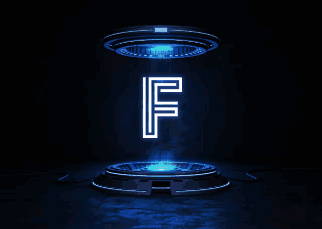 the letter f appears to be coming out of a futuristic device