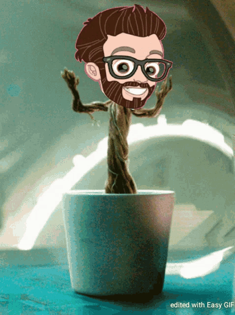a cartoon of a man with glasses and a beard