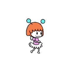 a cartoon drawing of a girl with orange hair and a tutu .