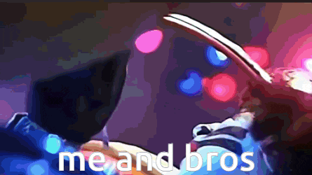 a pixelated image of a person holding a sword that says me and bros
