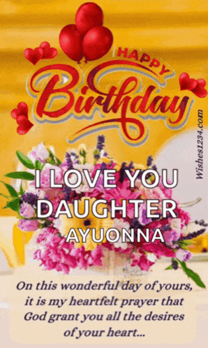 a happy birthday card with flowers and balloons