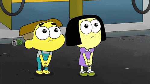 a boy and a girl standing next to each other with their hands folded