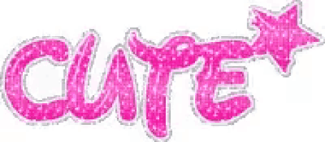 the word cute is written in pink glitter with a star