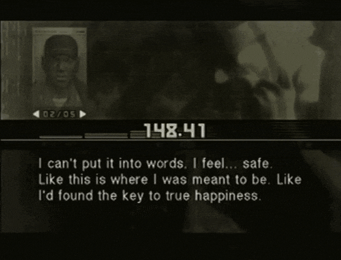 a video game screen shows a man talking and the time is 148:41
