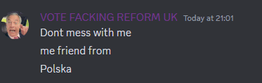 a screenshot of a text message that says vote facking reform uk today at 2:01
