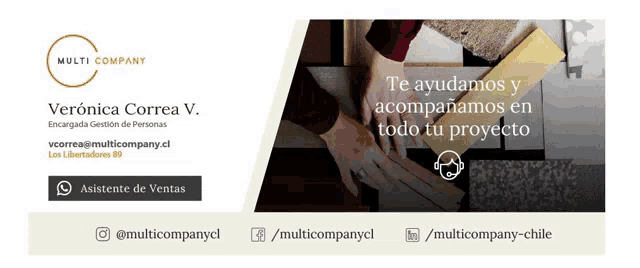 a banner for multi company shows a person working on a project