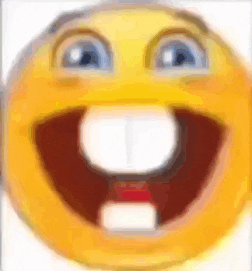 a close up of a smiley face with a big smile and a big mouth .