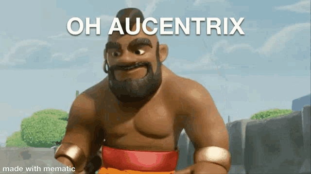 a cartoon of a man with a beard and the words oh aucentix on the bottom