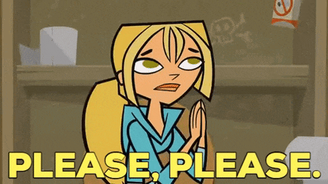 a cartoon character from total drama is asking for a favor .