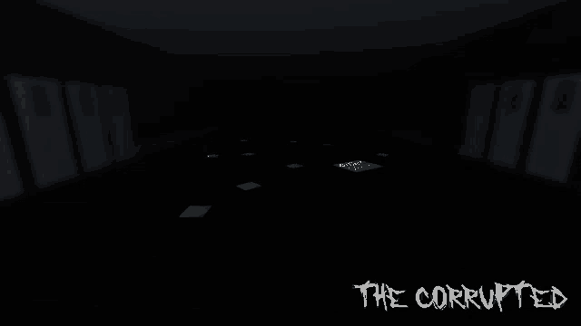 a dark room with the words " the corrupted " written on the bottom