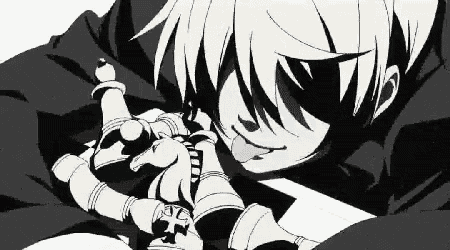 a black and white drawing of a person holding a chess piece in their hand .