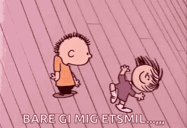 a cartoon of a boy and a girl with the words bare gi mig etsmil written below them
