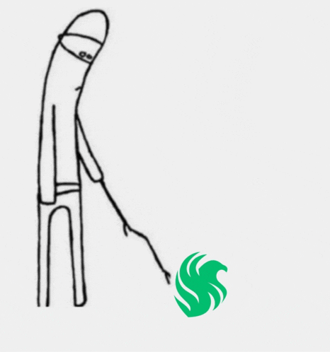 a drawing of a stick figure with a green s on the bottom