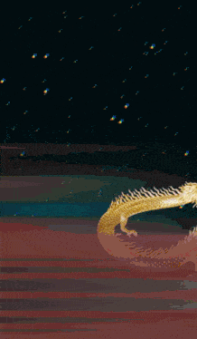 a dragon is surrounded by lightning and a glowing object