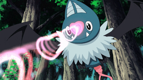 a cartoon character with a heart shaped nose is flying through the air