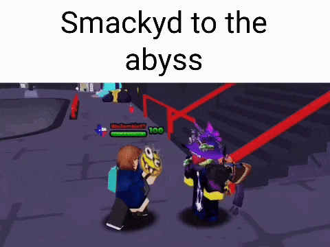 a screenshot of a video game with the words smackyd to the abyss on the bottom
