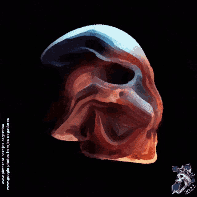 a painting of a skull with the year 2022 on the bottom right