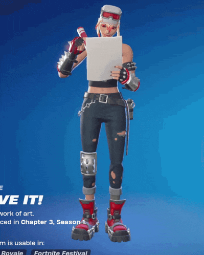 a video game character is holding a card with a heart on it