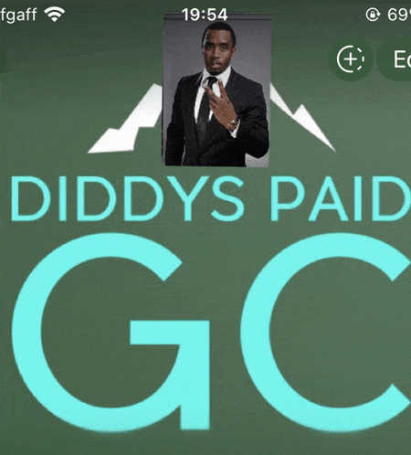 a phone screen shows a picture of diddy 's paid g.c.