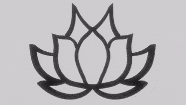 a black and white silhouette of a lotus flower on a white background