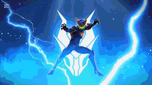 a pixel art of a superhero with a lightning bolt behind him .