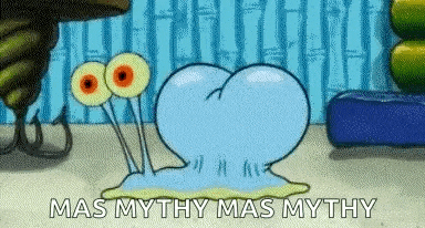 a cartoon snail is laying on the ground with the words `` mas mythy mas mythy '' written next to it .