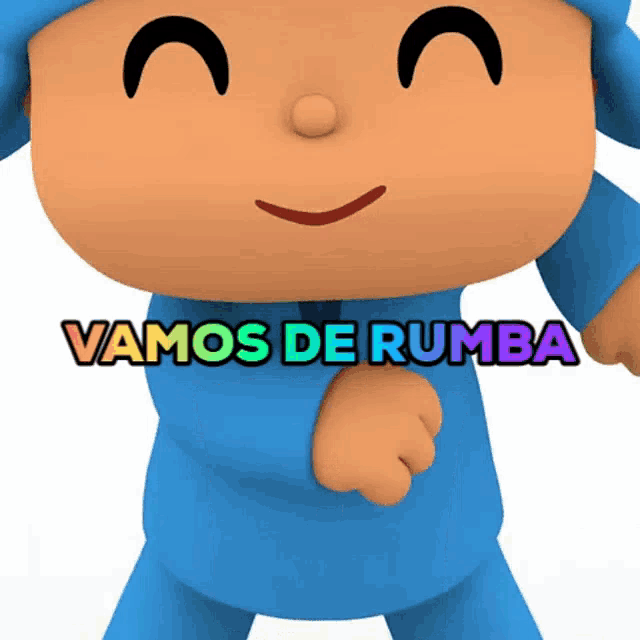 a cartoon character with the words " vamos de rumba " above him