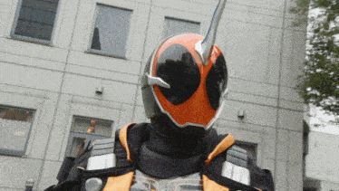 a person wearing a helmet with a horn on it