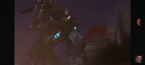 a screenshot of a video game with a man 's face visible in the corner
