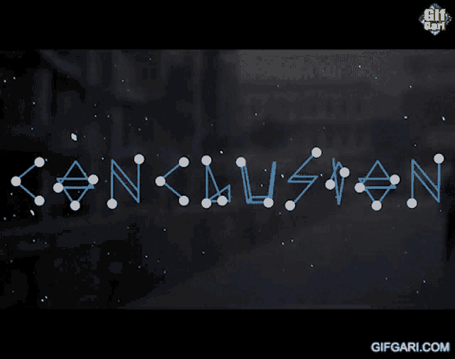 the word conclusion is displayed on a dark background