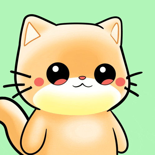 a cartoon cat giving a thumbs up with a green background