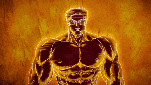 a drawing of a man without a shirt with a beard
