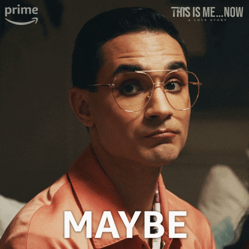a poster for this is me now a love story shows a man wearing glasses