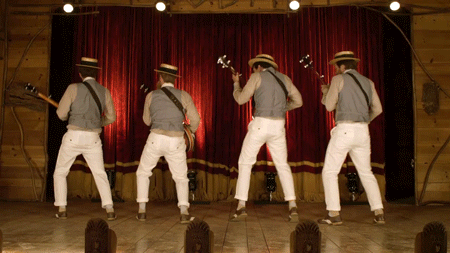 Just Four Dudes Who Don'T Even Care GIF - Mumford And Sons Dance Butts GIFs