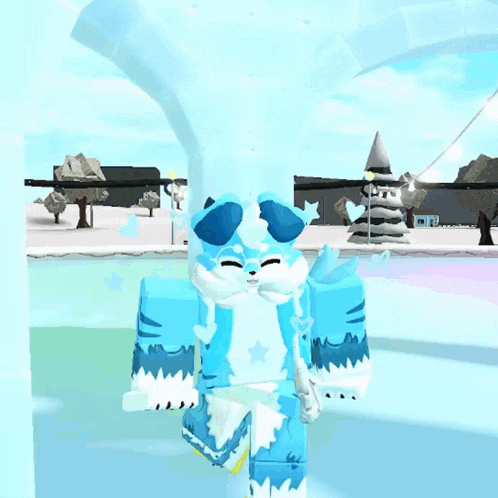 a blue and white cartoon character with a star on his head