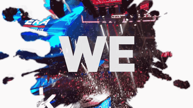 the word we is on a splash of confetti