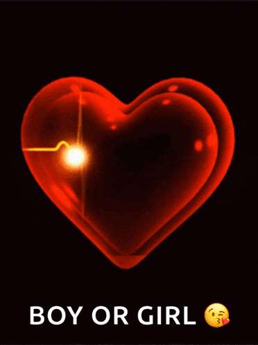 a red heart with a heartbeat and the words boy or girl