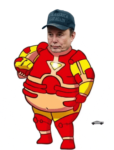 a cartoon of a man in a superhero costume that says make america great again