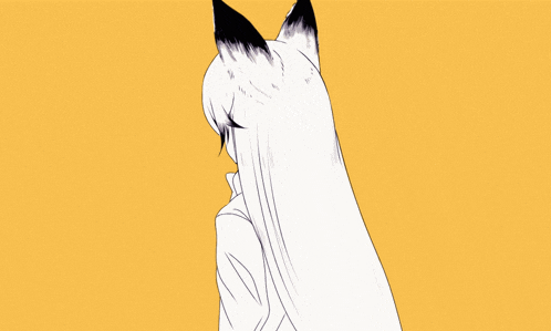 a drawing of a girl with fox ears and long hair