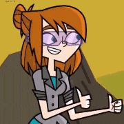a cartoon girl is giving a thumbs up and smiling .