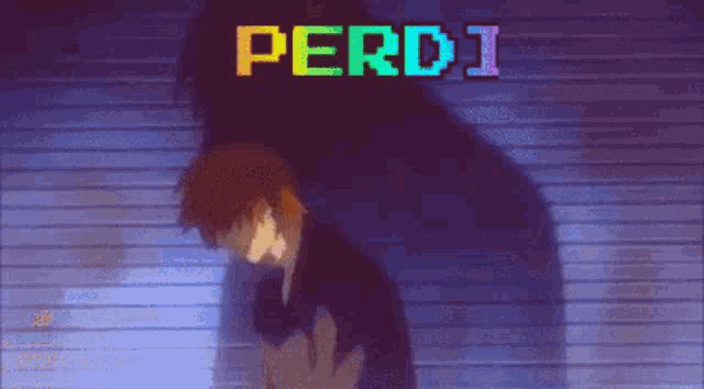 a pixelated image of a person with the word perdi written above them