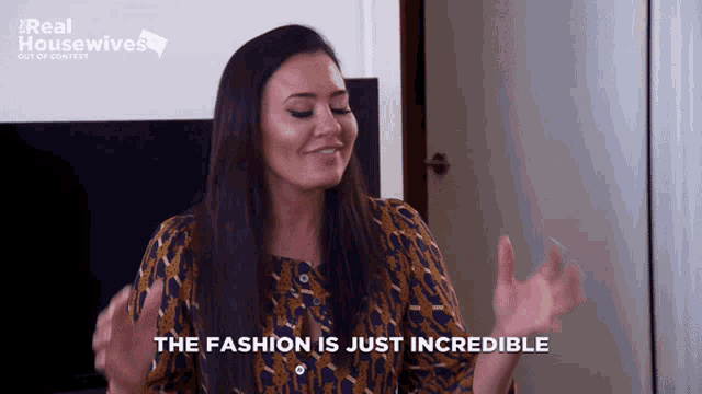 a woman says the fashion is just incredible in a video