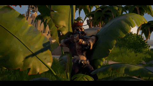 a man in a video game is standing in a jungle